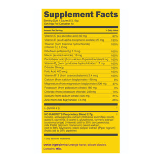 NO RAGRETS liver and brain support supplement facts